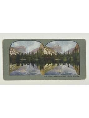 Antique Stereoview Card Mirror Lake and Reflections Yosemite Valley, CA 1904 L-1